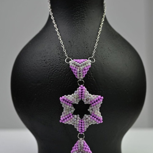 Delicate star necklace in purple and gray, custom made