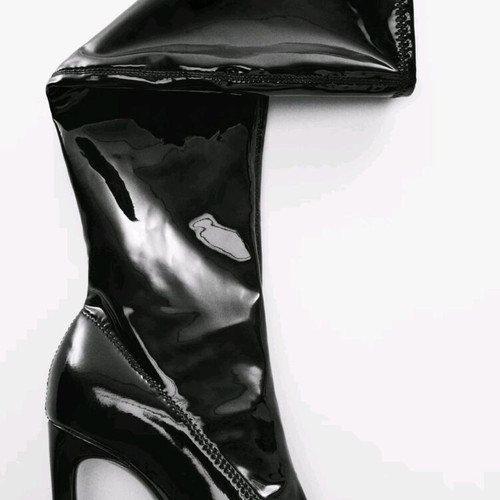 Mango patent leather-effect heeled boots black size 38 new