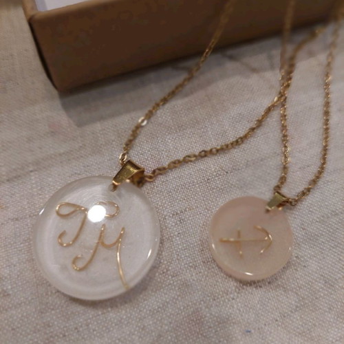 Double pendant with monograms and Sagittarius symbol new