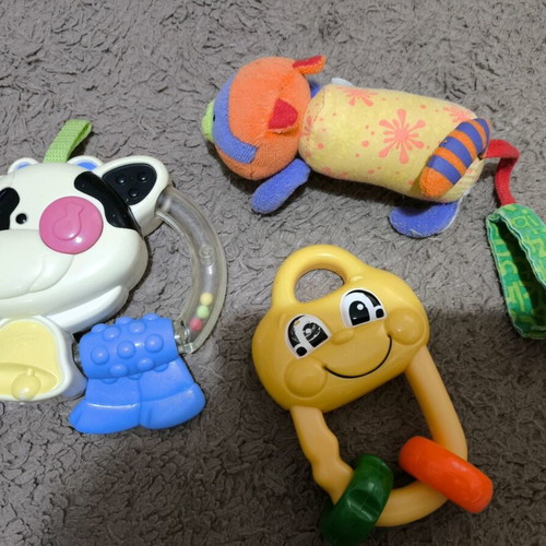 Baby rattle toys used, set of 3 pieces
