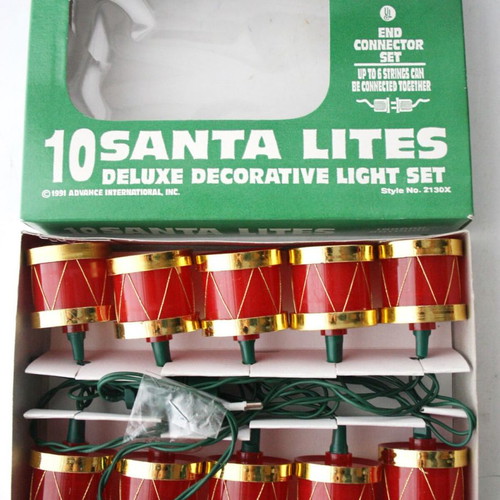 Christmas drums with lights, pack of 10, decade 1991