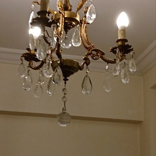 Three-Light Chandelier with Crystals