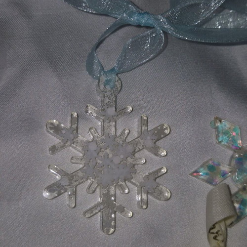Handmade snowflake ornament from liquid glass for Christmas tree new