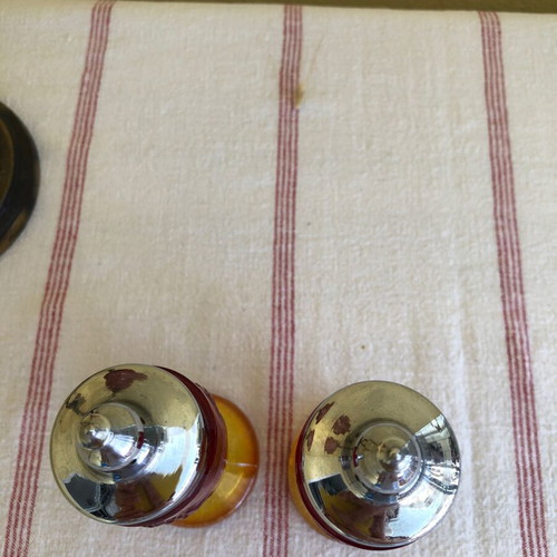 L.E Smit Grape Amberina salt and pepper set, vintage 1960s