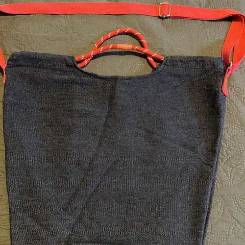Casual denim tote bag with colorful embroidered letters, new