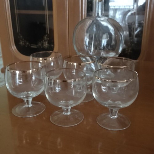 Cognac set like new, pack of six and bottle without damage