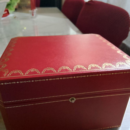 Authentic Cartier Crocodile box like new, red with gold details