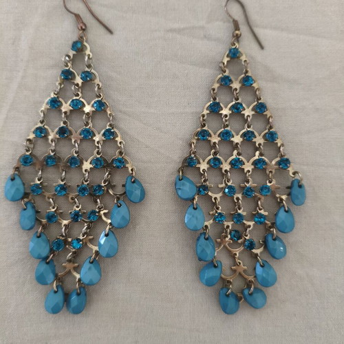 Vintage Boho Chandelier Earrings with Turquoise Stones like new