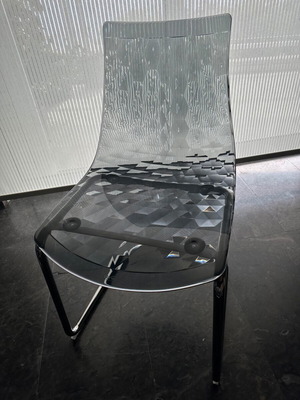 Calligaris Ice Chairs like new, set of two, inox and plexiglass