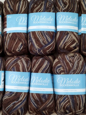 Sockenwolle knitting yarn set of 10 balls, new, wool blend