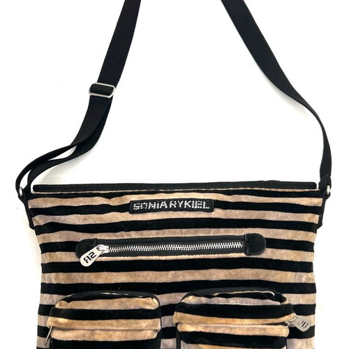 Sonia Rykiel striped crossbody bag used, black and beige fabric