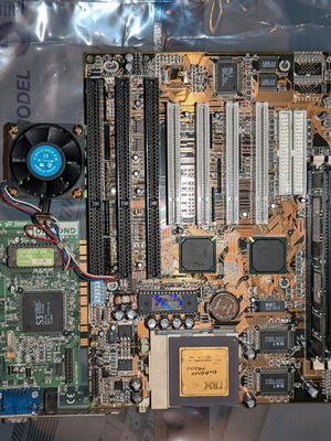 Jetway J-5TXC ver 2.0 Baby AT motherboard used with CPU, RAM, VGA and cooling system