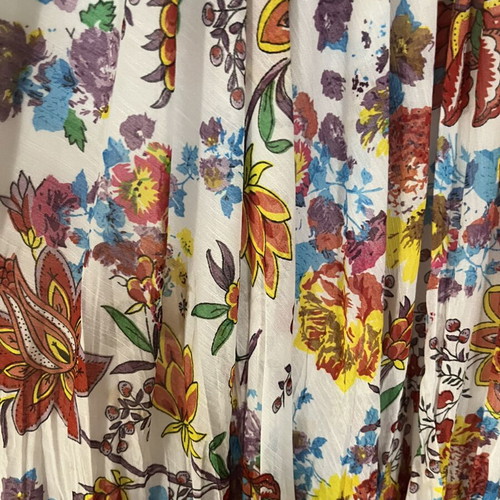 Summer blouse with sequins and colorful print, new, one size
