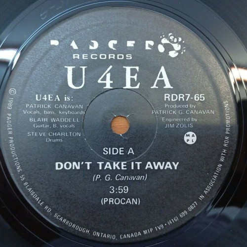 U4EA Don't Take It Away / Give Me A Call 7'' single used, rock
