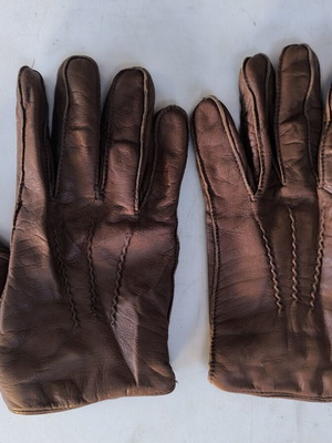 Men's leather motorcycle gloves retro with wool lining, size M-L, like new