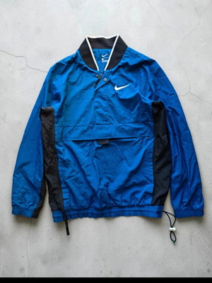 Nike Vintage Style Nylon Anorak Pullover Jacket, royal blue black