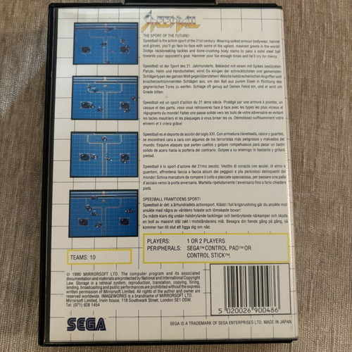 Speedball Sega Master System game, complete