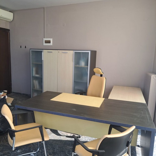 Office furniture set used, corner desk with 3 chairs and storage