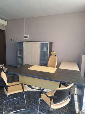 Office furniture set used, corner desk with 3 chairs and storage