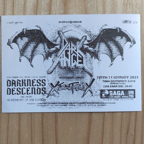 Dark Angel and Xentrix Concert Ticket like new, 11-7-2023