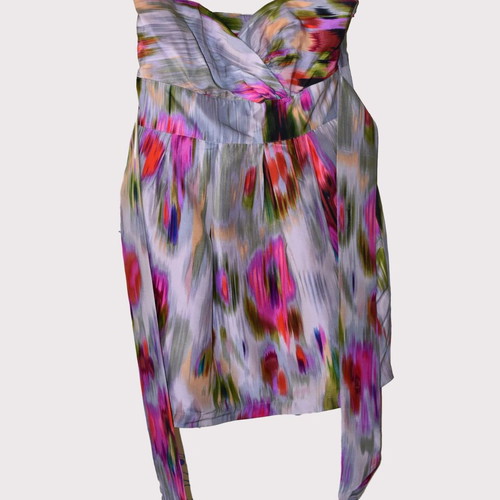 Warehouse medium strapless silk dress used, multicolor
