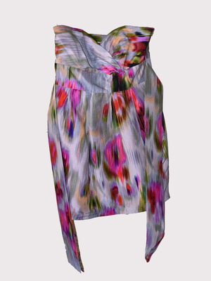 Μεταξωτό στραπλες φόρεμα Warehouse Medium μεταχειρισμένο, πολύχρωμο