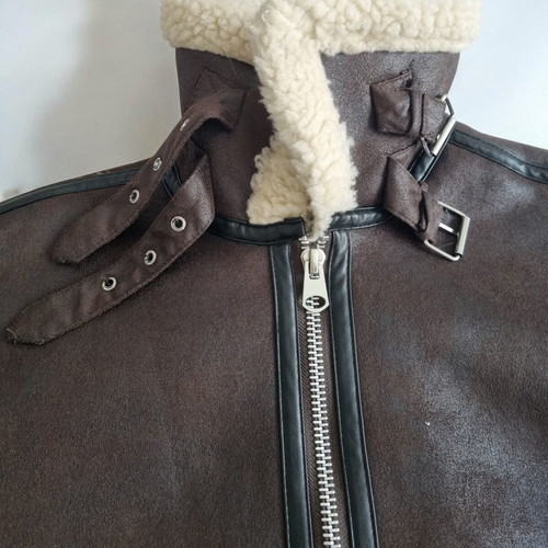 Sinsay women's jacket, brown faux leather