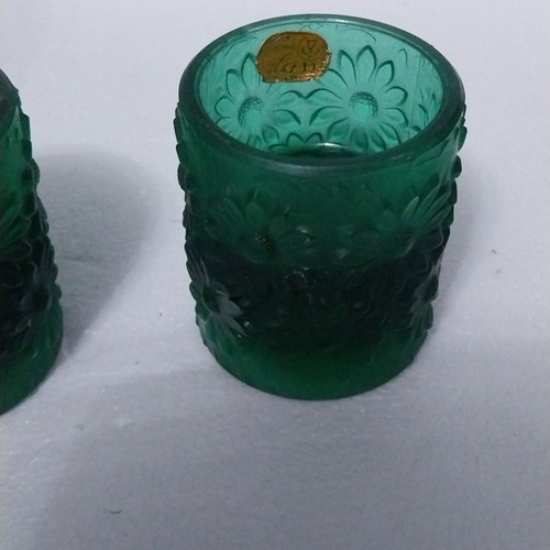 Rudolf Jurnikl Daisies Candle Holders emerald green, new