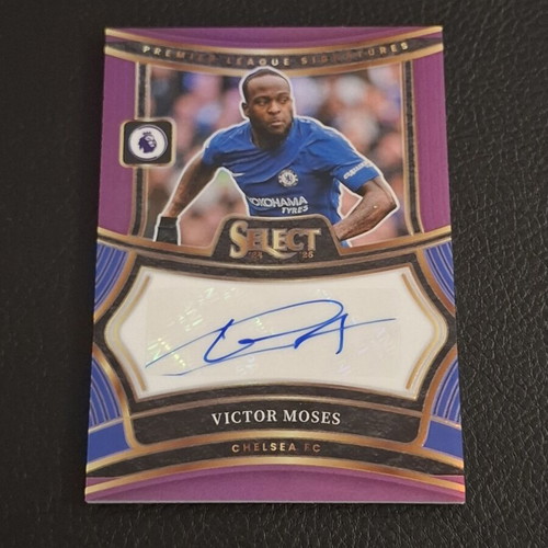Panini Select Premier League Signatures Victor Moses Purple Prizm Auto /199