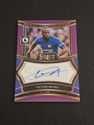 Panini Select Premier League Signatures Victor Moses Purple Prizm Auto /199