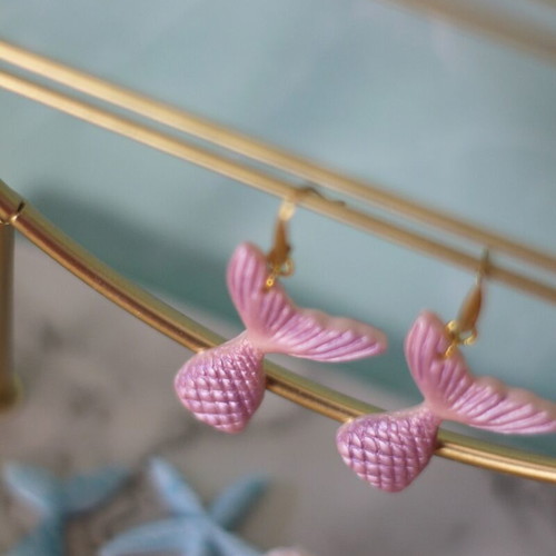 Mermaid Tail Earrings new, pink and light purple