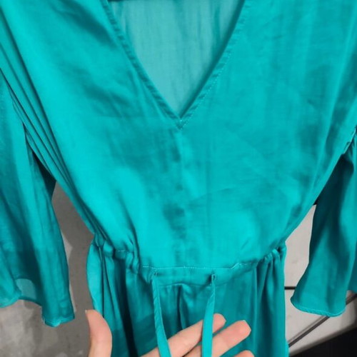 Maki Philosophy turquoise satin top kimono size S, new