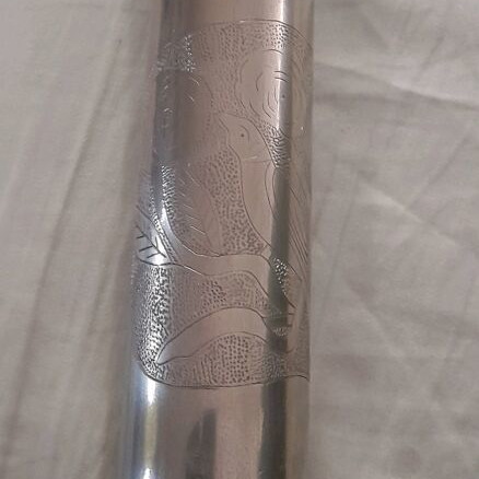 Shell vase from 1942 with handmade engraving, used