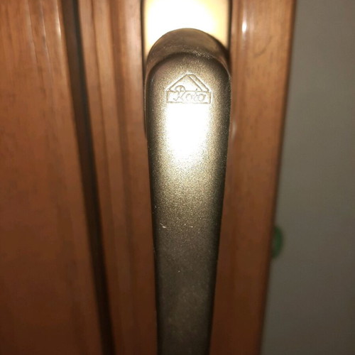Aluminum balcony door brown with wooden profile and perimeter mechanism new