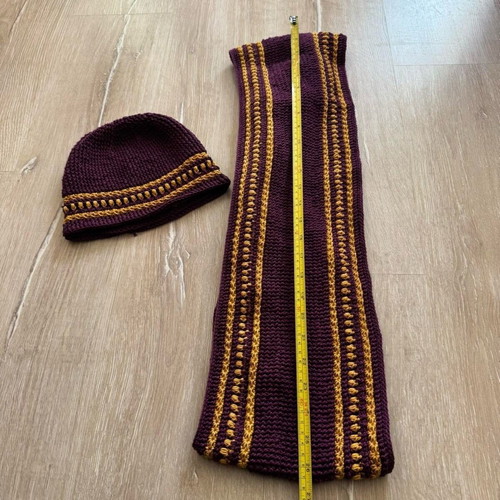 Egyptian cotton scarf and hat set new, purple and gold