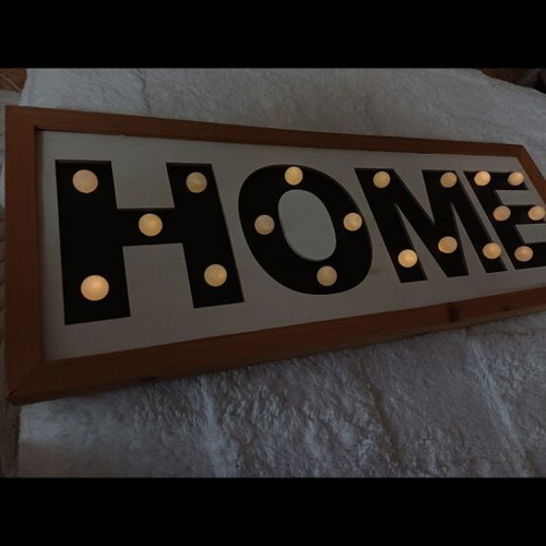 Wooden Home decorative sign with LED lights like new