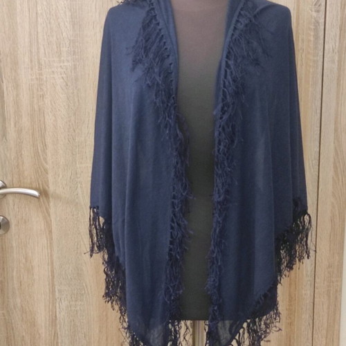 Codello triangle scarf used with fringes, blue and black