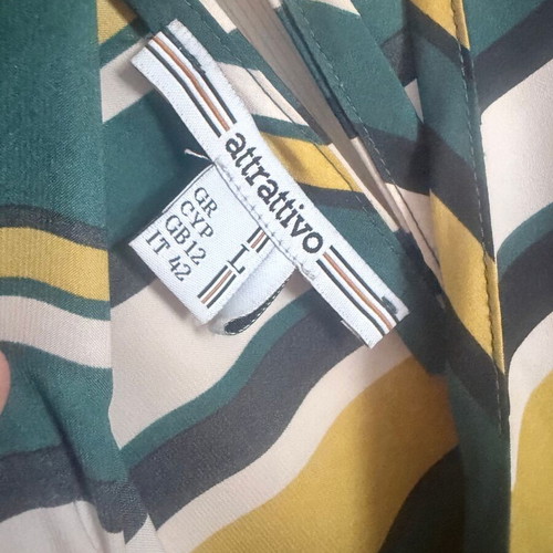 Attrattivo striped dress used, size L, black and green