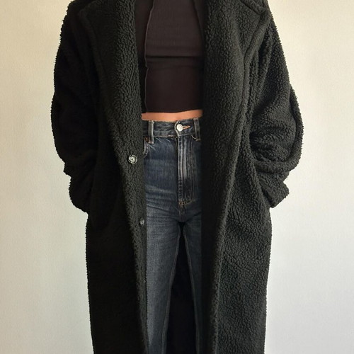 Black Fur Shearling Coat like new, size XL