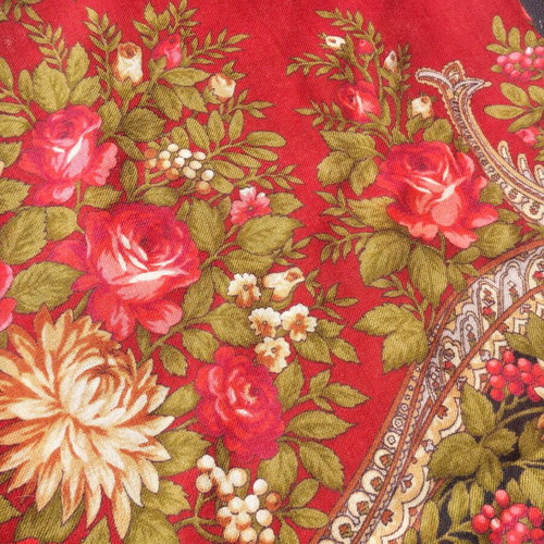 Pavlovo Posad Russian shawl 100% wool like new, multicolor 125x125cm