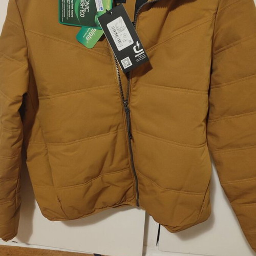 Emerson women's puffer jacket with hood, yellow, size S