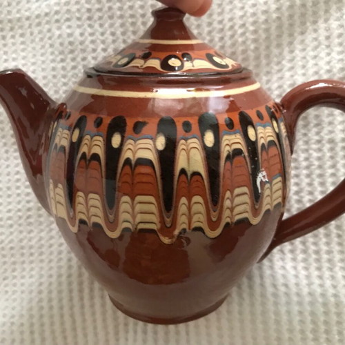 Ceramic teapot like new, handmade, folk art, Balkan style