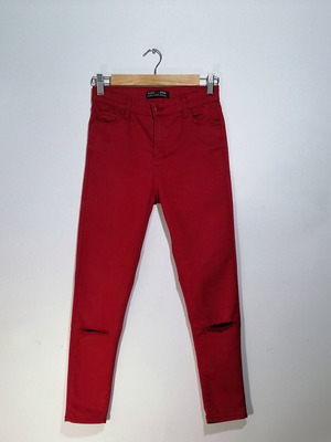 Rich Star high-waisted jeans used, No.38, red with rips