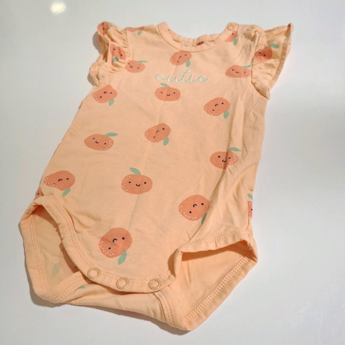 Mangoon baby bodysuit 3-6 months 68cm like new, orange with oranges and frills