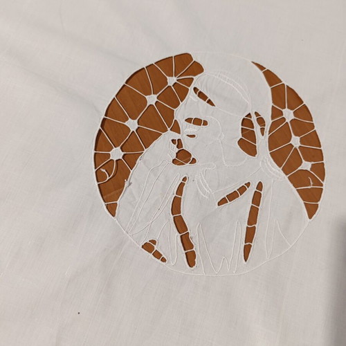 Traditional handmade embroidery with ancient Greek design, 70 years old