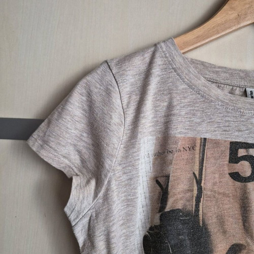 Stradivarius T-shirt used with print and chiffon hem size M
