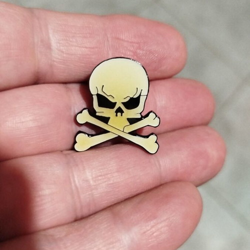 Skull pin badge with enamel coating