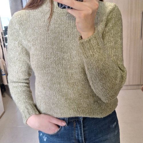 Knitted sweater with light turtleneck green new, size S