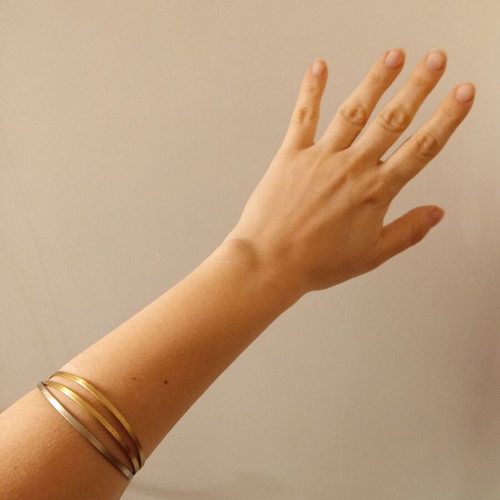 Triple bracelet used, stainless steel, silver and gold tone