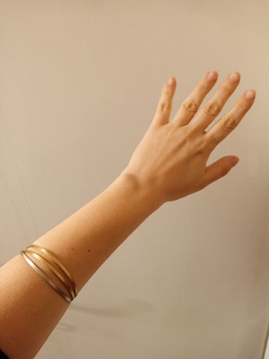 Triple bracelet used, stainless steel, silver and gold tone